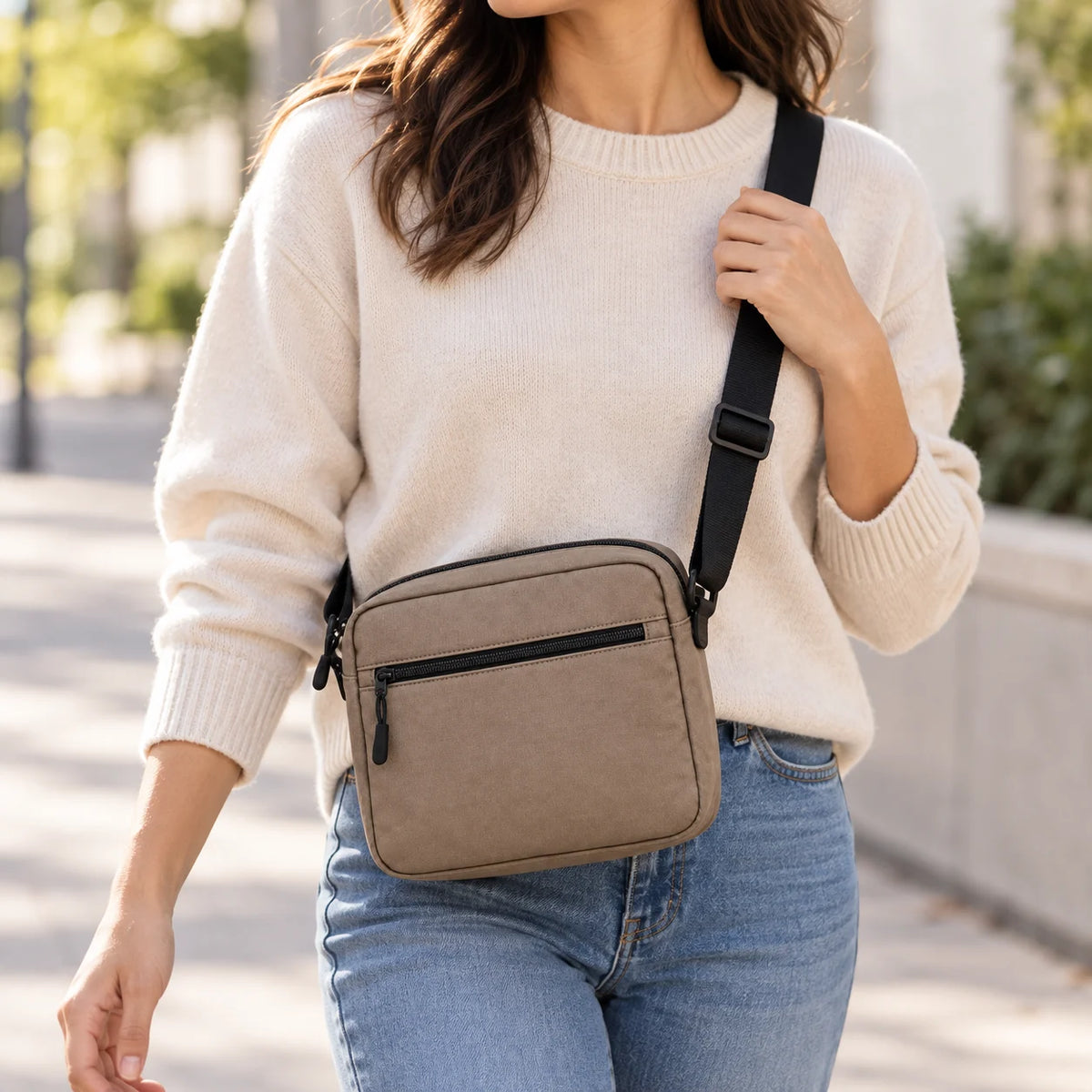 Compact Zip Crossbody — lifestyle view
