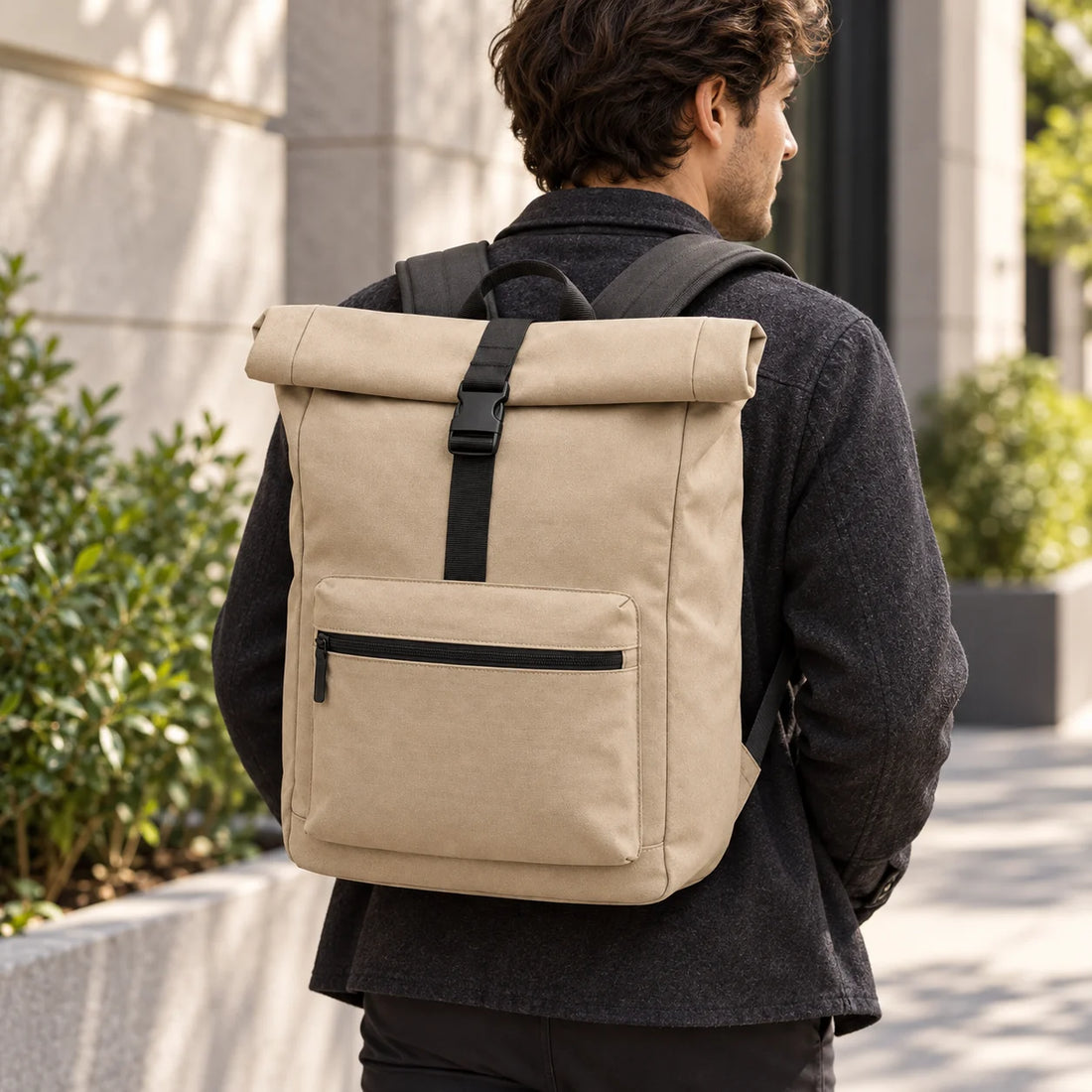 Roll-Top Commuter Backpack — lifestyle view